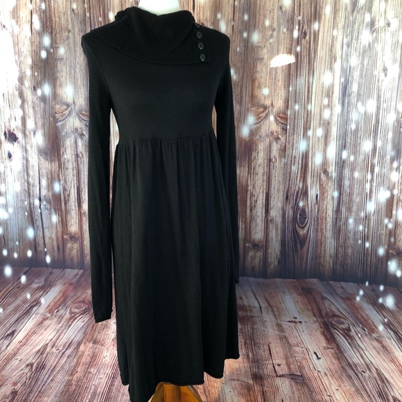 Fossil Dresses & Skirts - FOSSIL Black Button Collared Sweater Dress